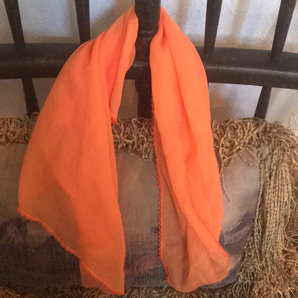 ORANGE SHERBET DAINTY SHEER NECK SCARF. 🤗🧡🧡🧡